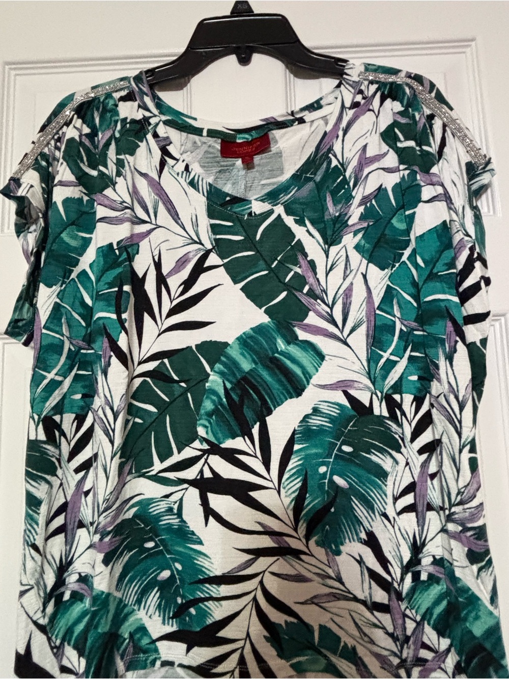 Jennifer Lopez Tropical Short Sleeve Top